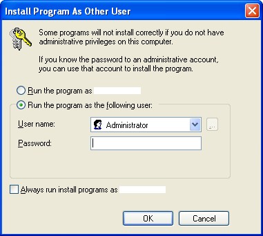 Install Program As Other User