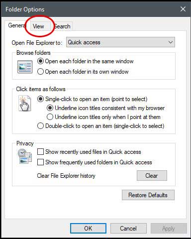 computer folder options dialog box screenshot