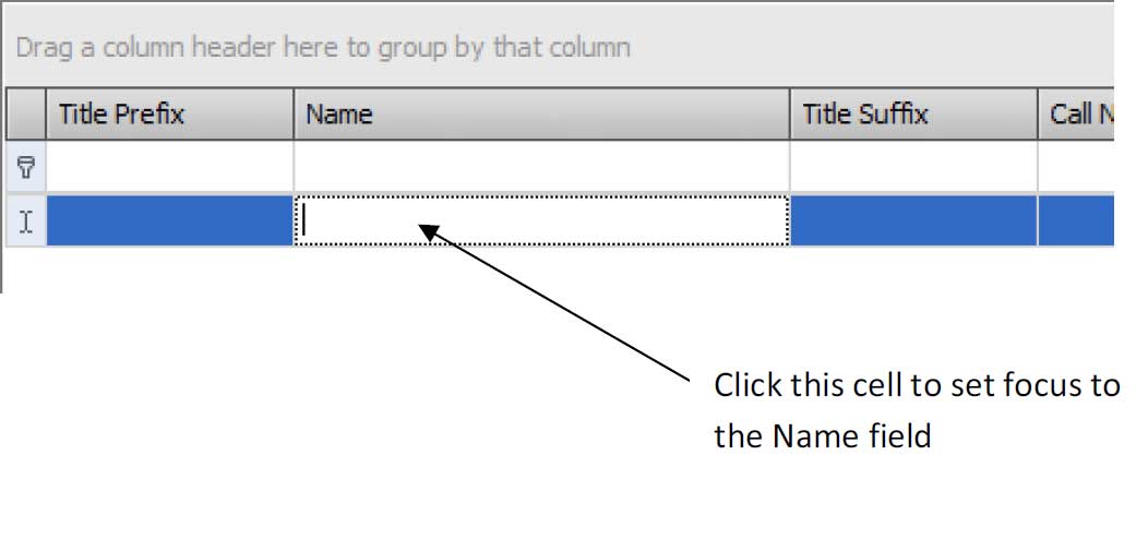 The Stickdog Pedigrees Program showing the Set Focus to Name Field